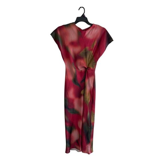 Zara Womens Midi Dress Size L Multicolor Tie Dye Satin Effect 2193/105 NWT - Picture 2 of 16